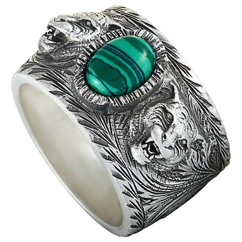 fake gucci feline head ring|Gucci Garden Sterling Silver and Green Resin Feline Head Motifs .